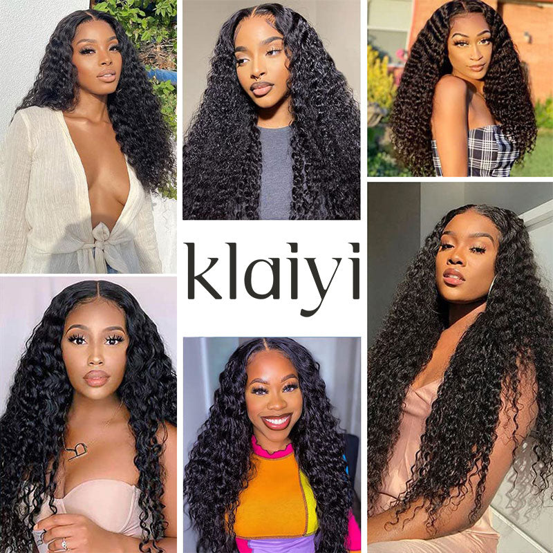 Klaiyi Hair Curly Lace Frontal Wigs 13x4 Human Hair Wigs with Baby Hair Pre Plucked Natural Hairline7x5 Bye Bye Knots Wig