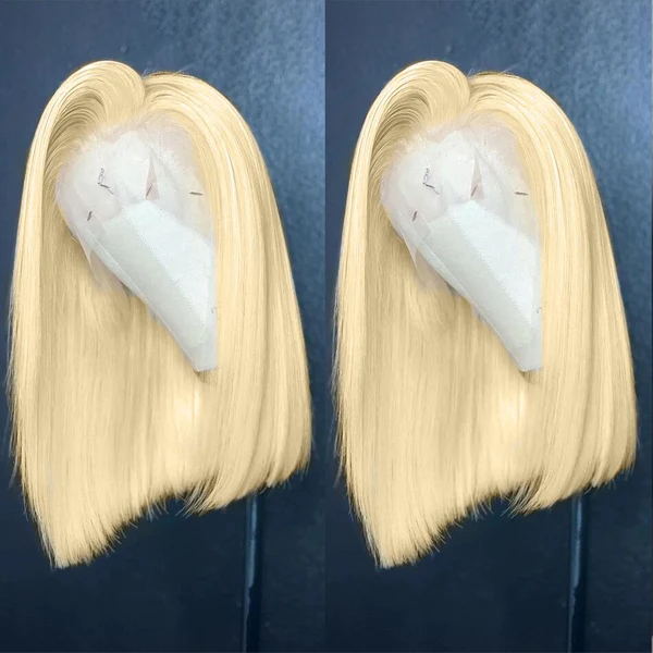 Klaiyi 180% Density 613 Blonde Lace Closure Lace Front Bob Wig Flash Sale