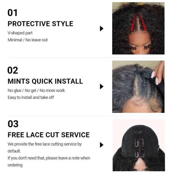 Klaiyi 180% Hollow Net V Part Air Wig Dark Root Brunette Auburn Brown Human Hair Scalp Protective Flash Sale