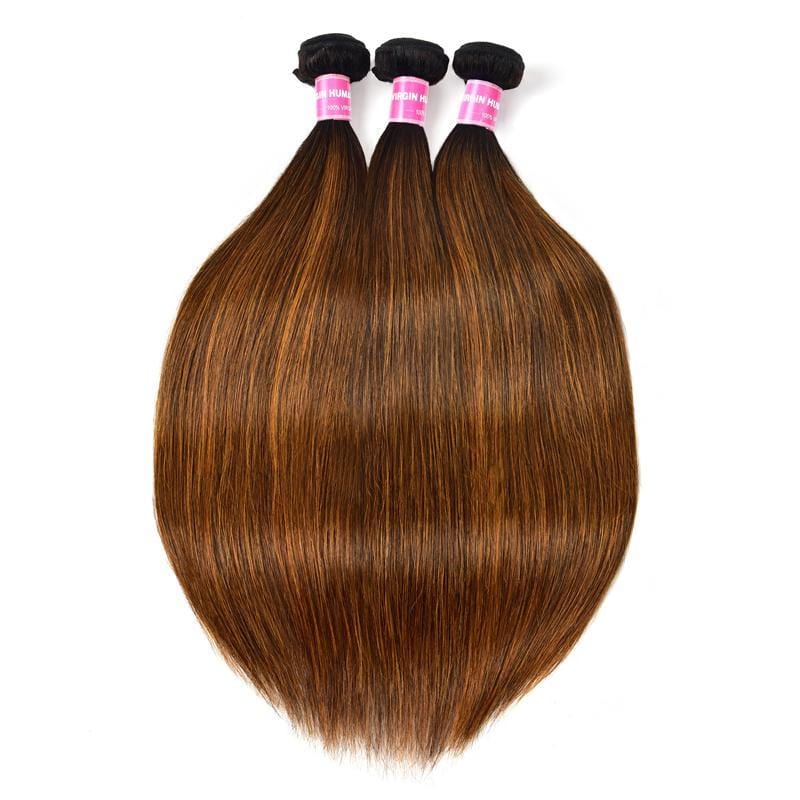 Klaiyi Ombre Dark Roots Balayage Color Silk Straight Human Hair Weaves Bundles Deal