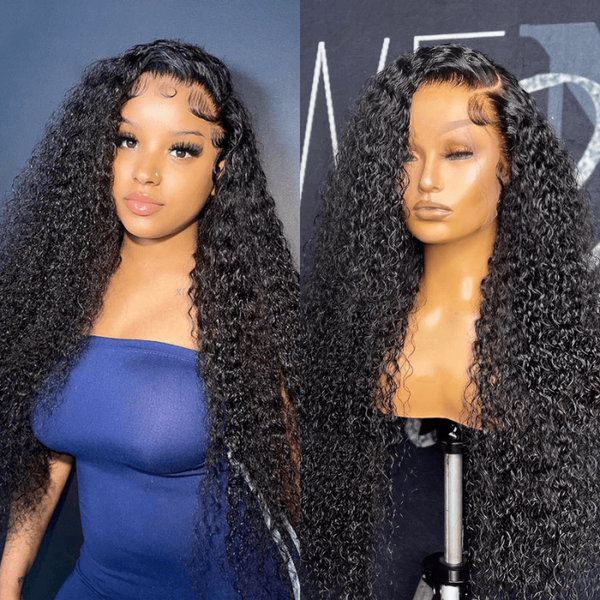 Klaiyi Hair Curly Lace Frontal Wigs 13x4 Human Hair Wigs with Baby Hair Pre Plucked Natural Hairline