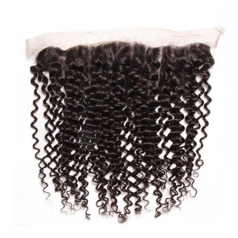 Klaiyi Malaysian Curly Hair 3 Bundles with Ear to Ear 13*4 Lace Frontal Closure