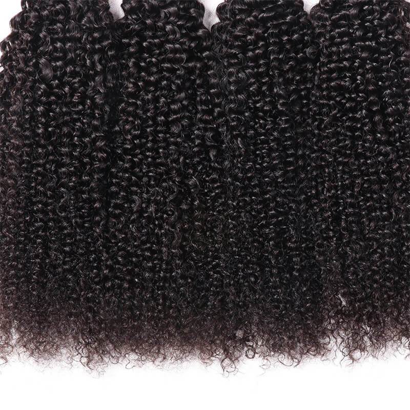 Klaiyi Hair Quality 4 Bundles Indian Kinky Curly Natural Black Virgin Human Hair Weave Deals