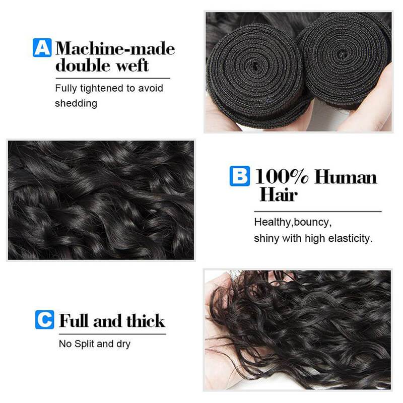 Malaysian Water Wave 3 Bundles with 4*4 Lace Closure, 100% Virgin Human Hair on Sale-Klaiyi Hair