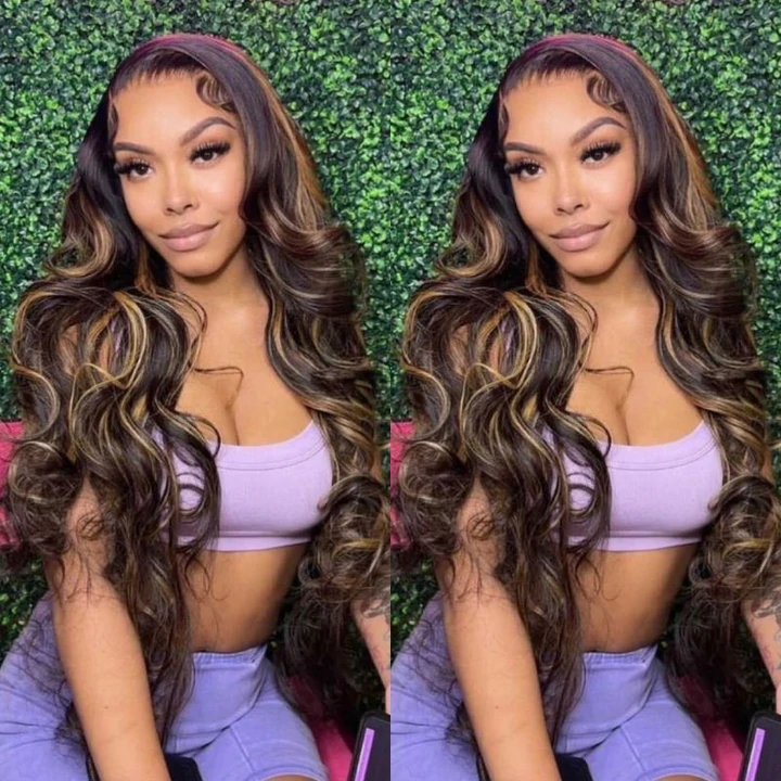 $50 Off Full $51- Dark Root Brown Balayage Natural Density Lace Front Wigs