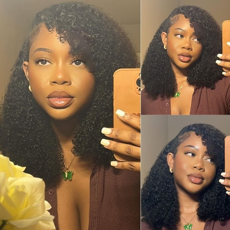 Sencond Wig Only $10 | Klaiyi 4c Kinky Curly V Part Wigs Meets Real Scalp No Leave Out Upgraded Upart Glueless Wigs Flash Sale