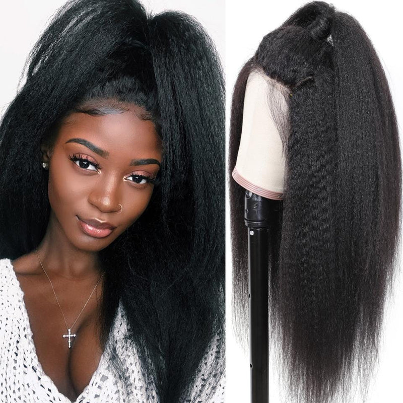 Extra 50% Off Code HALF50  | Klaiyi Natural Kinky Straight Lace Front Wigs with kinky edge