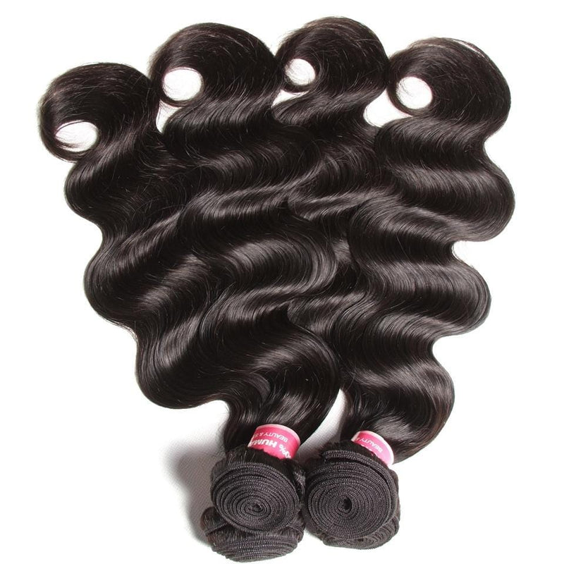 Klaiyi Indian Body Wave 3 Bundles with Ear To Ear Lace Frontal Closure