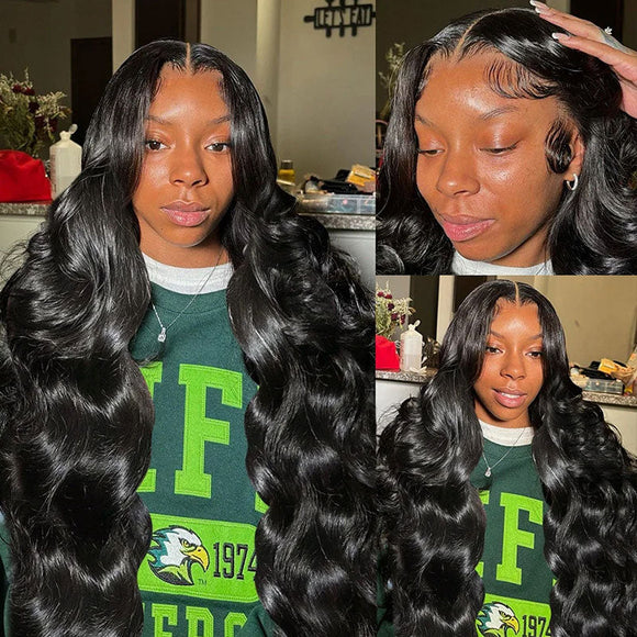 Klaiyi Hair 360 Body Wave Transparent Lace Frontal Wig Full Lace Wigs 180% Density Human Hair Wigs Flash Sale
