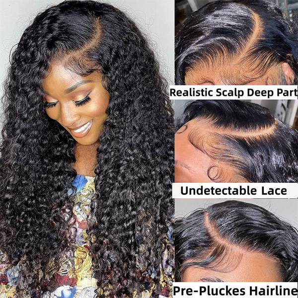 Klaiyi 180% Density 13x4 Lace Frontal Wig New Deep Wave  Flash Sale