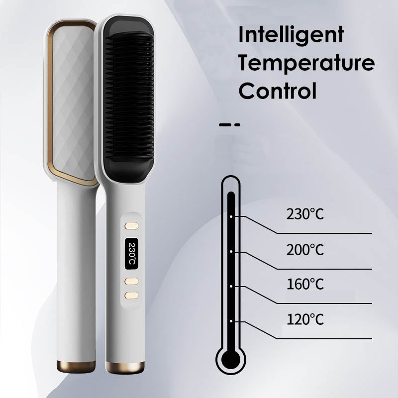 Klaiyi  Upgrade Anti-Scald Hair Straightener Brush, LCD Temp Display & 4 Temp Settings