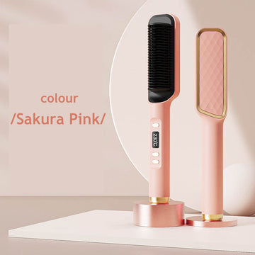 Klaiyi Upgrade Anti-Scald Hair Straightener Brush, LCD Temp Display & 4 Temp Settings Flash Sale