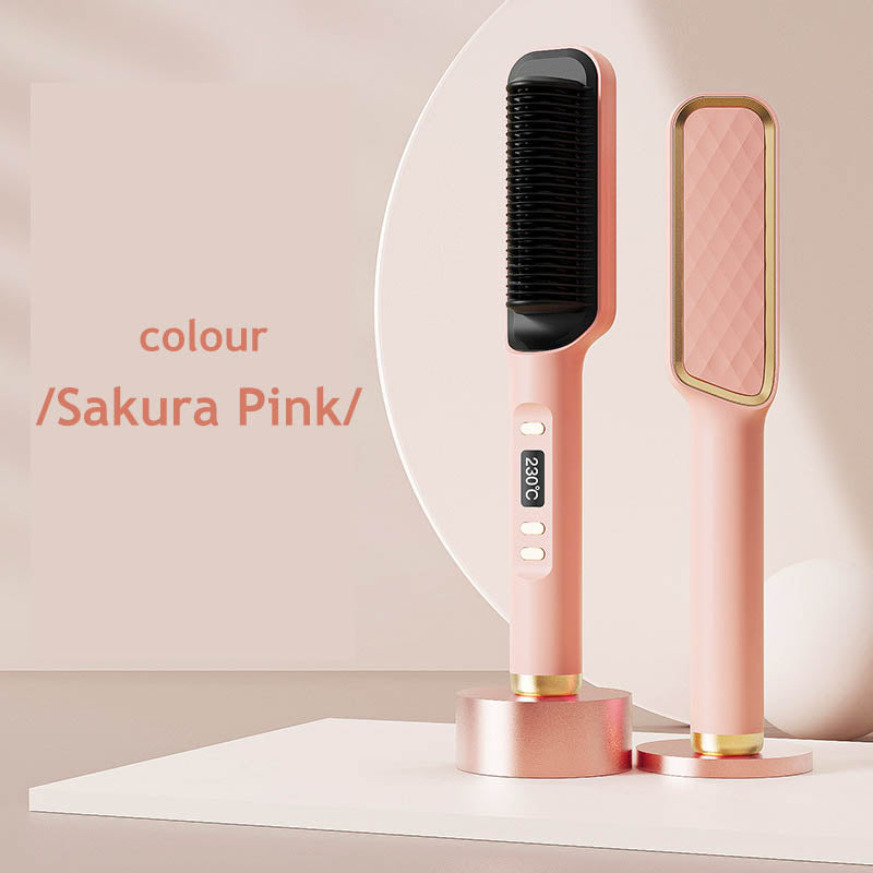 Klaiyi  Upgrade Anti-Scald Hair Straightener Brush, LCD Temp Display & 4 Temp Settings