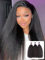 Klaiyi Lot de 3 mèches de cheveux crépus raides en cheveux humains, en promotion ! 100 % cheveux humains, vente flash.