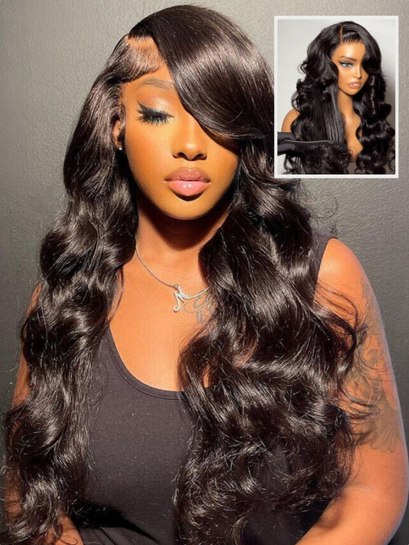 Klaiyi Hair 360 Body Wave Transparent Lace Frontal Wig Full Lace Wigs 180% Density Human Hair Wigs Flash Sale