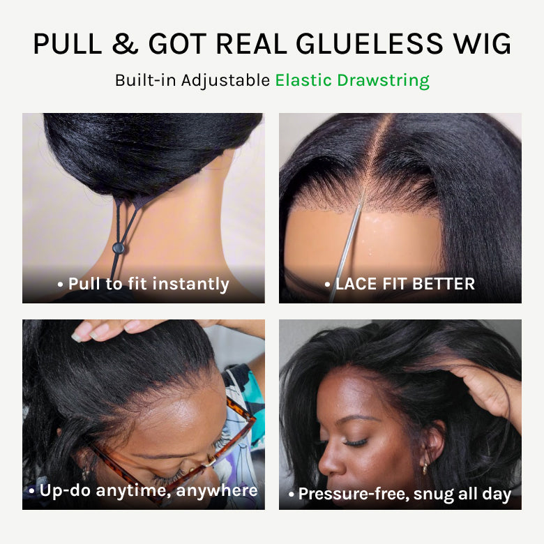 Klaiyi 13x4 Pre everything™ Lace Frontal Fluffy Natural Loose Body Wave With Vintage Air Bangs Put on and Go Glueless Human Hair Wigs