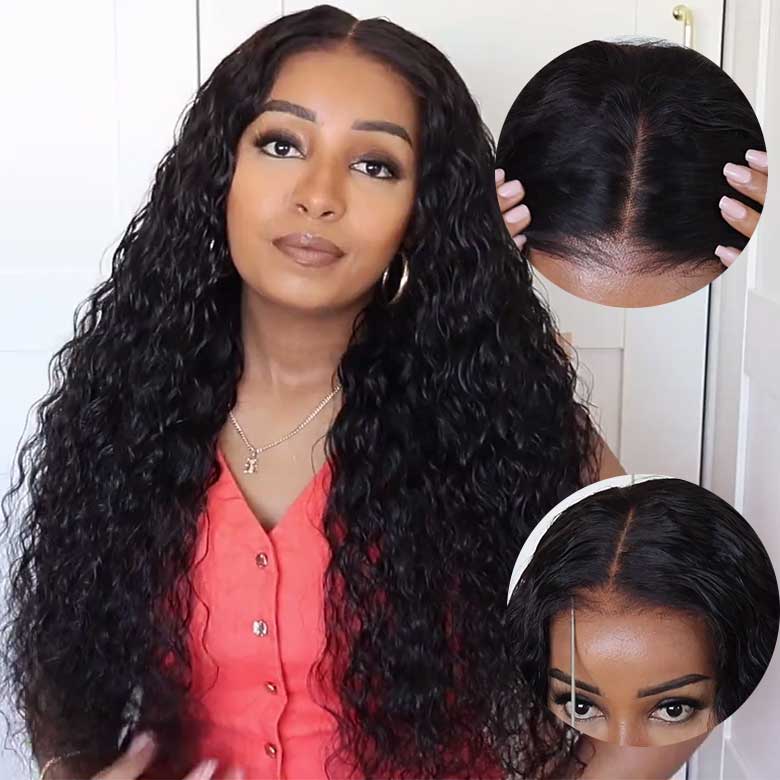 Klaiyi 5x5 HD Blend Away™ HD Lace Wig 180% Density Water Wave Glueless Wigs Melted All Skin Flash Sale
