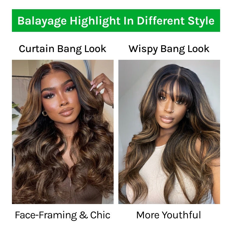 Klaiyi Ombre Brown Balayage Highlight Body Wave 7x5 Bye Bye Knots/13x4 Pre Everything Wig Precolored Glueless Human Hair Lace Wig