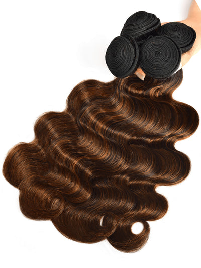 Cheveux Klaiyi Balayage, 3 paquets avec closure en dentelle, mèches ombrées pré-épilées, raie libre, ondulations naturelles