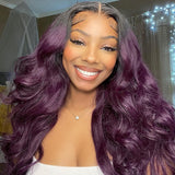 Klaiyi 13x4 Lace Front 180% Density Ombre Purple Body Wave Human Hiar Wig Flash Sale