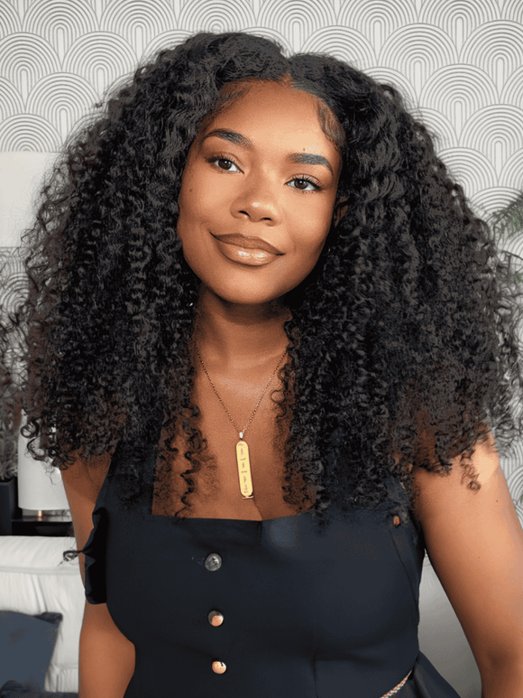 Klaiyi Kinky Curly V Part Wig Virgin Human Hair Real Scalp Great Protective Beginner Friendly Wig Flash Sale