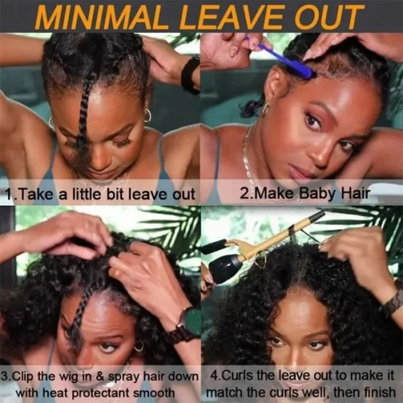 Klaiyi Kinky Curly V Part Wig Virgin Human Hair Real Scalp Great Protective Beginner Friendly Wig Flash Sale