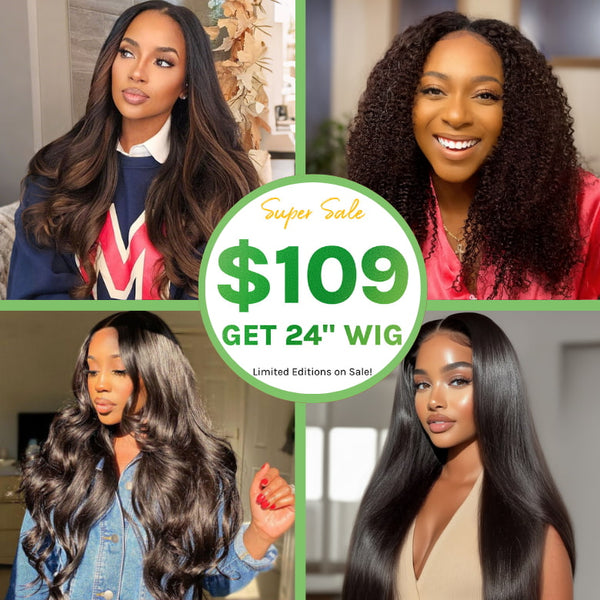 $109 Get 24" Glueless Wig  | Klaiyi Super Saving Day Special Offer Mega Sale Glueless Wig Valued $330 Flash Sale