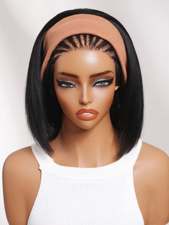 Klaiyi Yaki Straight Bob 3-in-1 Flip Over Half Wig Beginner Friendly Put On & Go Human Hair Wig