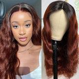 Buy 1 Get 1 Free,Code:BOGO |Klaiyi Beginner Friendly Brunette Auburn Brown V Part Body Wave Wig No Leave Out Super Natural