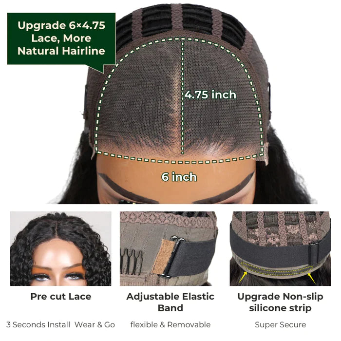 Klaiyi Bob 6x4.75 Glueless Lace Wig Wear Go Wig  Honey Blonde Highlight Color Flash Sale