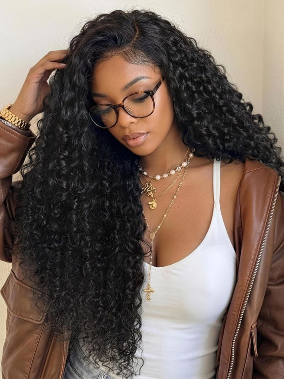 Klaiyi 7x5 Pre-Everything Lace Frontal Wig Defined Coily Texture Soft Fluffy Curly Human Hair Wig