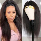 Wear Go Style Flash Sale | Klaiyi Glueless Yaki Straight 3/4 Half Wigs Human Hair No Lace Glueless Headband Wig Beginner Friendly