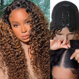 Buy 1 Get 1 Free,Code:BOGO | Klaiyi Jerry Curly U Part Wig Virgin Human Hair Real Scalp Great Protective
