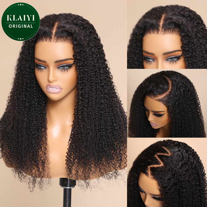 Klaiyi 70% Off Sale Kinky Curly Put On and Go 7x5 Bye Bye Knots Glueless Lace Closure Wig Human Hair Flash Sale