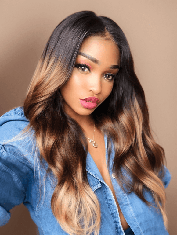 Klaiyi 3 Tone Ombre Human Hair Body Wave 3/4 Bundles Hair Weave 1b/4/27 Color