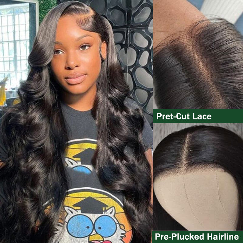 Extra 60% OFF | Klaiyi Pre-Cut Larger Size Lace Closure Put On and Go Wig  Body Wave Wigs