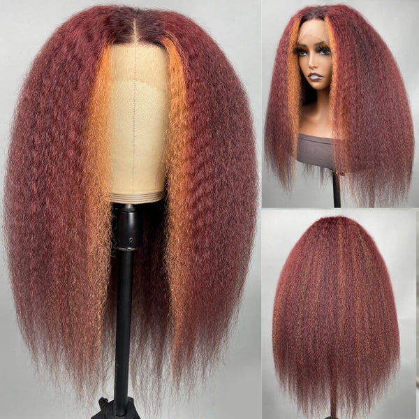 Buy 1 Get 1 Free,Code:BOGO | Klaiyi Ombre Highlight Kinky Straight Wig All Length $119 Deal