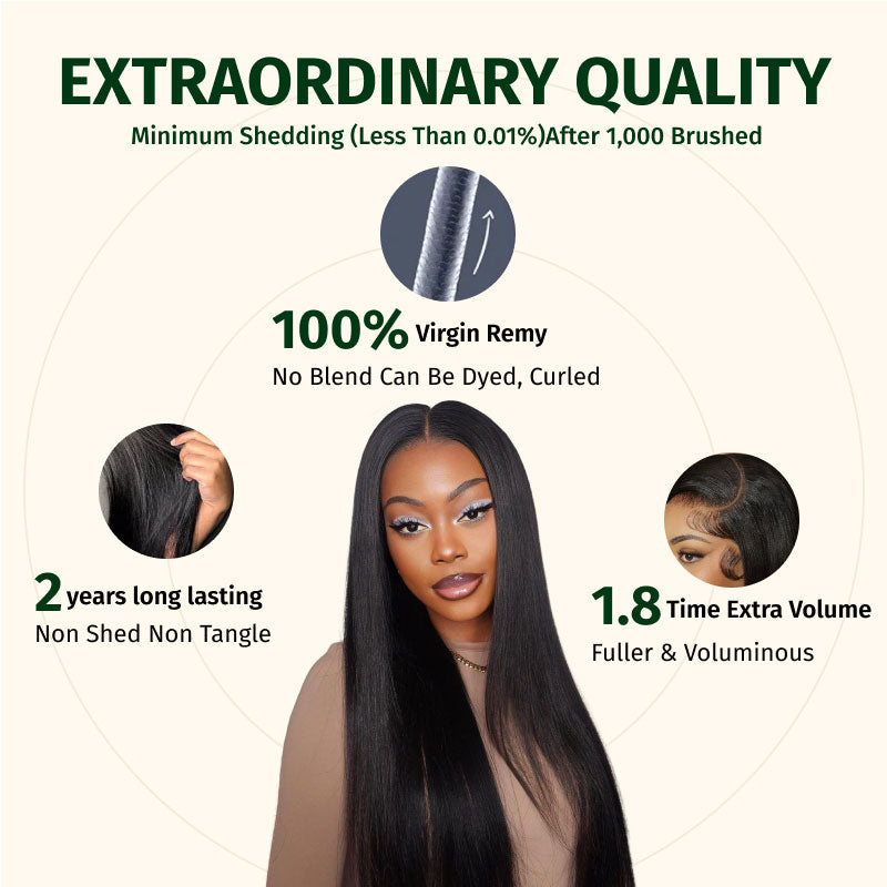 Klaiyi Straight Hair 360 Lace Frontal Wig Full Lace Wigs 180% Density Thick Human Hair Wigs