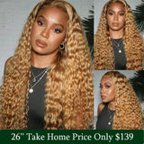 Extra 60% OFF | Klaiyi 180% Density Honey Blonde 13x4 Lace Front Water Wave Wig