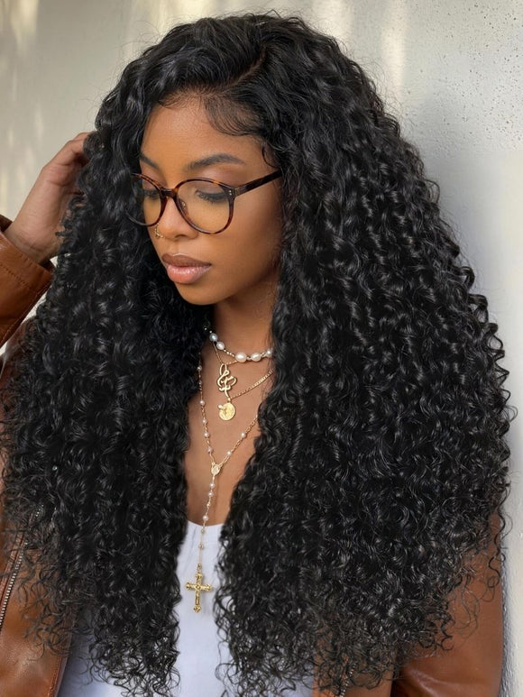 Klaiyi 7x5 Pre-Everything Lace Frontal Wig Defined Coily Texture Soft Fluffy Curly Human Hair Wig