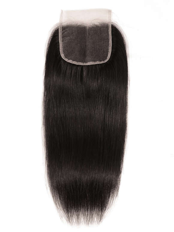 Klaiyi Bone Straight Virgin Hair 3 Bundles with 4x4 Transparent Lace Closure Pre Plucked