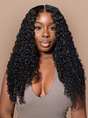 Klaiyi Hair Virgin Curly Hair 3 Bundles with 4*4 Lace Closure 100% Human Hair Weave