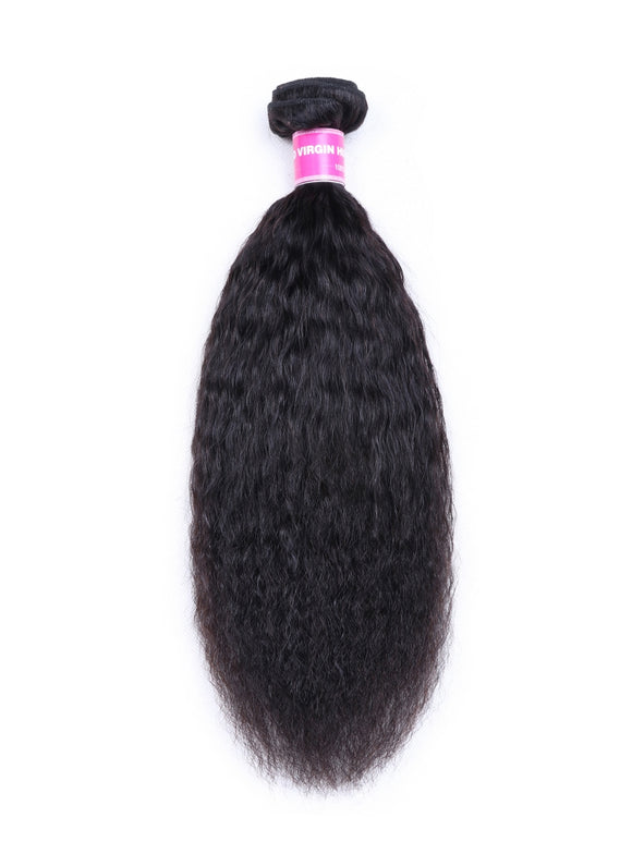 Klaiyi Hair 4 Bundles Kinky Straight Human Hair Weave Natural Black Color Virgin Hair High Quality