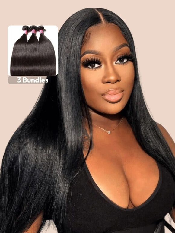 Klaiyi Yaki Straight Hair Bundles with Closure Brazilian Hair 3 Bundles with 4*1 Lace Part Closure Flash Sale