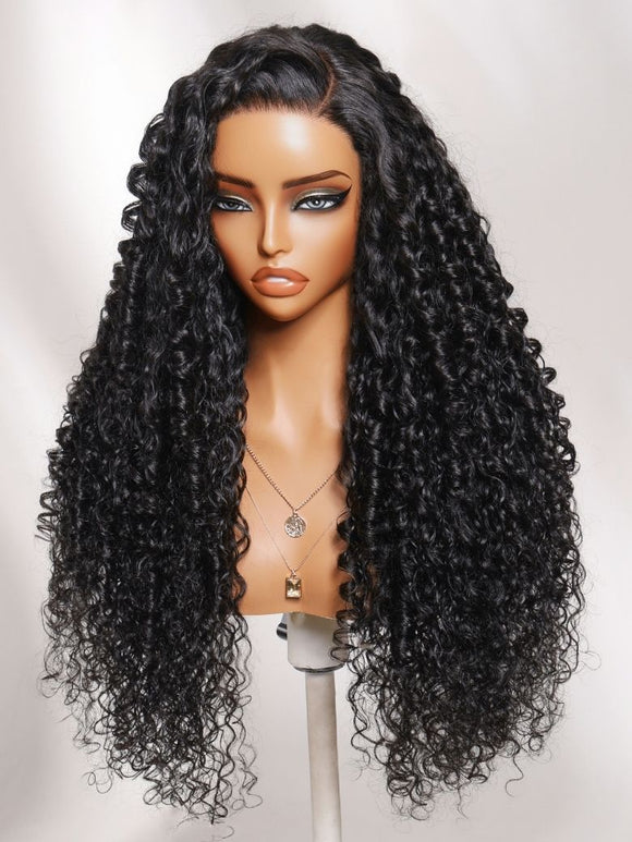 Klaiyi 7x5 Pre-Everything Lace Frontal Wig Defined Coily Texture Soft Fluffy Curly Human Hair Wig