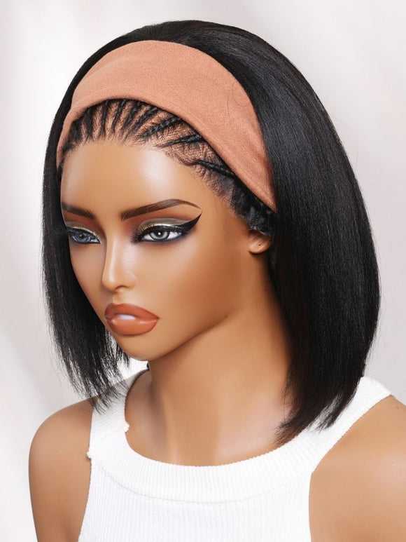 Klaiyi Yaki Straight Bob 3-in-1 Flip Over Half Wig Beginner Friendly Put On & Go Human Hair Wig