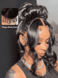 Klaiyi Hair 360 Body Wave Transparent Lace Frontal Wig Full Lace Wigs 180% Density Human Hair Wigs Flash Sale