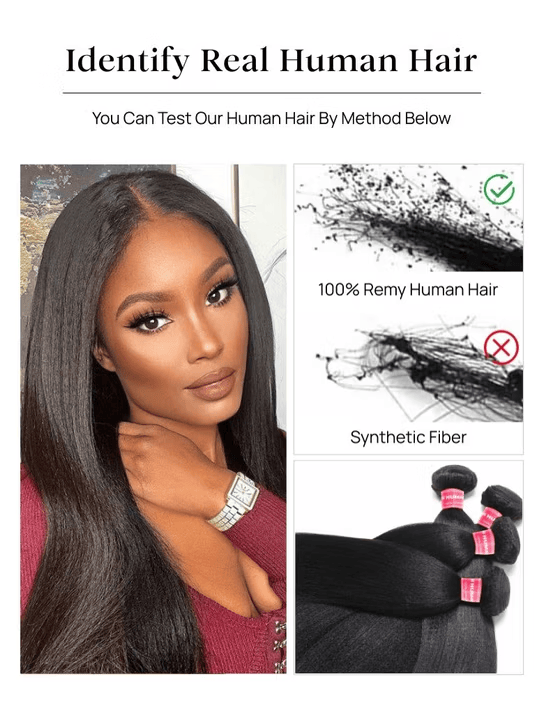 Klaiyi Yaki Straight Bundles - Vente Flash - Cheveux Brésiliens Vierges Humains Ultra Naturels - Tissage Yaki - 2/3/4 Paquets