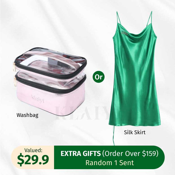 Exclusive Gifts for Order Over $159 | Double Layer Makeup Bag/Luxurious Green Silk Skirt Randomly Sent