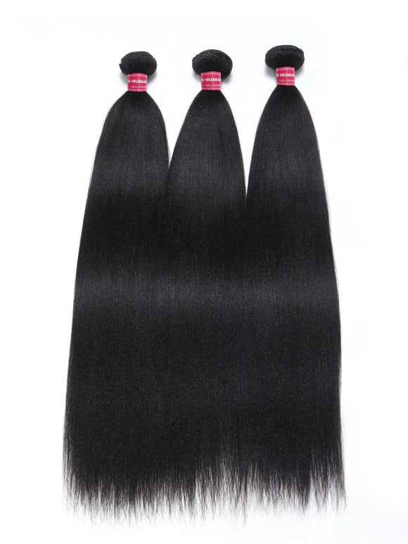 Klaiyi Yaki Straight Bundles - Vente Flash - Cheveux Brésiliens Vierges Humains Ultra Naturels - Tissage Yaki - 2/3/4 Paquets